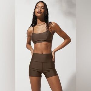 Alo Esspresso Brown Set- Bra and Airlift Biker Shorts